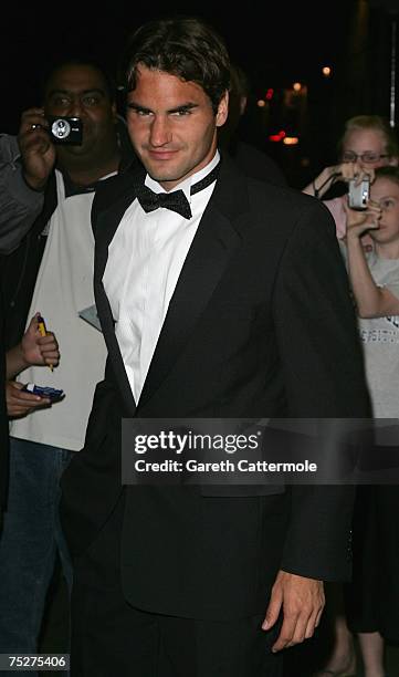 Roger Federer arrives at the Wimbledon Champions Dinner at the Savoy Hotel on July 8, 2007 in London, England.