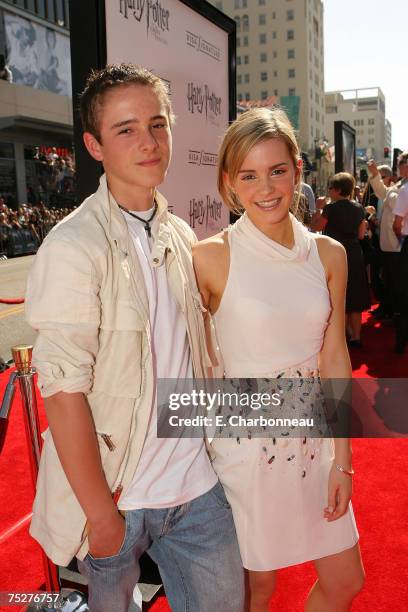 Emma Watson and her brother Alex at the "Harry Potter and the Order of the Phoenix" premiere at Grauman's Chinese Theatre on July 8, 2007 in...
