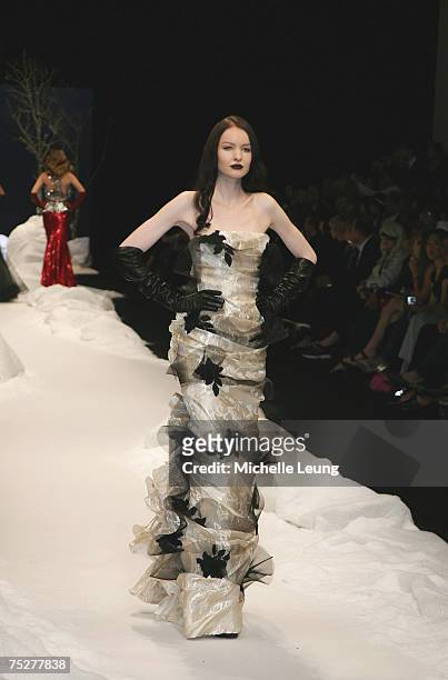 Model wearing George Chakra during Paris Haute Couture Fashion Week for Fall/Winter 2007 - 2008 on July 3, 2007 in in Paris, France.