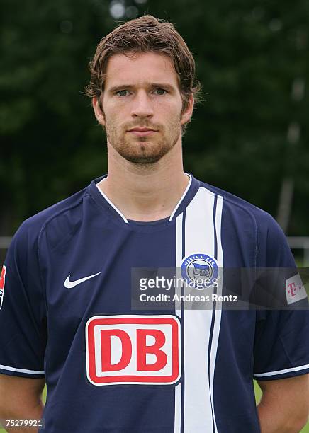 Arne Friedrich of Hertha BSC Berlin poses during the Bundesliga Team Presentation on July 6, 2007 in Berlin, Germany.