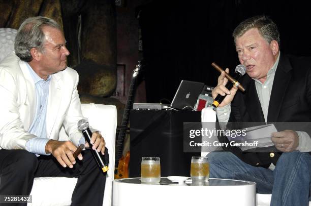 Marc Dreier and William Shatner on stage at the Michael Strahan/Dreier LLP Charity Golf Tournament Party and Auction at TAO Restaurant on July 8th,...