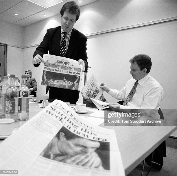 Alastair Campbell is pictured with Tony Blair three days before the general election during Blair's successful 1997 campaign to become Britain's...