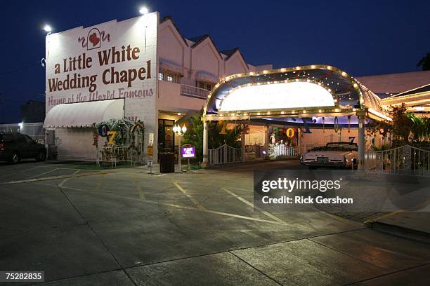 The Little White Wedding Chapel on July 7, 2007 in Las Vegas, Nevada. Wedding planners say a flood of couples were marrying on 7/7/07 due to the...