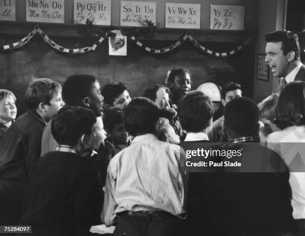 Teacher addressing a mixed-race class in Little Rock, Arkansas, circa 1960. Desegregation of Arkansas schools had to be enforced by federal troops...