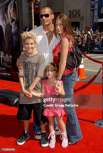 Actor Antonio Sabato Jr., center, son Jack, daughter Mina and Kristin Rosetti arrive at the "Harry Potter and The Order of the Phoenix" premiere at...