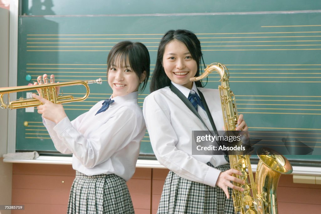 Students with trumpets
