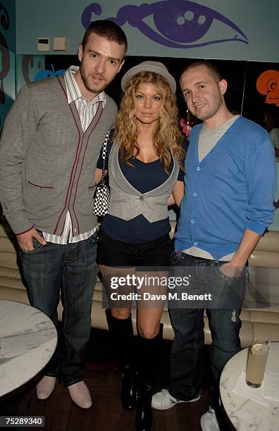 Justin Timberlake, Fergie and Trace Ayala attend the UK launch of Justin Timberlake's new clothes range 'William Rast', at Harvey Nichols on July 9,...