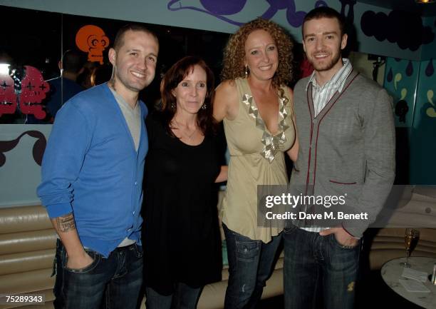 Justin Timberlake and Trace Ayala with their mothers attend the UK launch of Justin Timberlake's new clothes range 'William Rast', at Harvey Nichols...