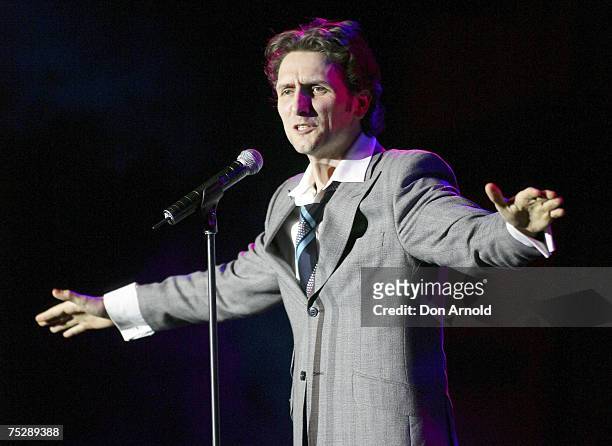 Frank Woodley performs on stage at the Canned Laughter Comedy Show at the Hordern Pavilion on July 6, 2007 in Sydney, Australia. The one-off show...