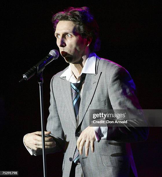 Frank Woodley performs on stage at the Canned Laughter Comedy Show at the Hordern Pavilion on July 6, 2007 in Sydney, Australia. The one-off show...