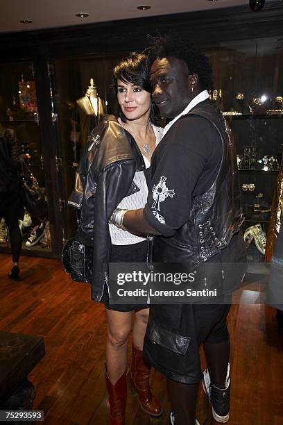 Moko and Catherine at the first anniversary of the Chrome Hearts Store on July 4, 2007 in Paris, France.