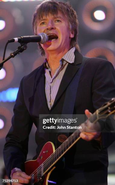 Neil Finn performs on stage at the Australian leg of the Live Earth series of concerts, at Aussie Stadium, Moore Park on July 7, 2007 in Sydney,...