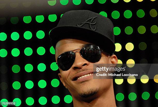 Rapper T.I. Visits MTV's "TRL" at the MTV Studios on July 2, 2007 in Times Square, New York.