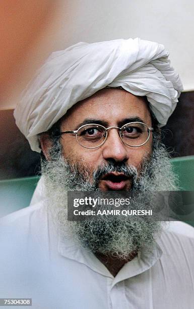 In this picture taken 23 June 2007, Pakistani cleric and deputy leader of the Lal Masjid Abdul Rashid Ghazi addresses a press conference in...