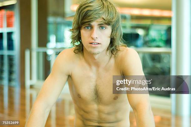 young man, bare-chested - chest hair stock pictures, royalty-free photos & images