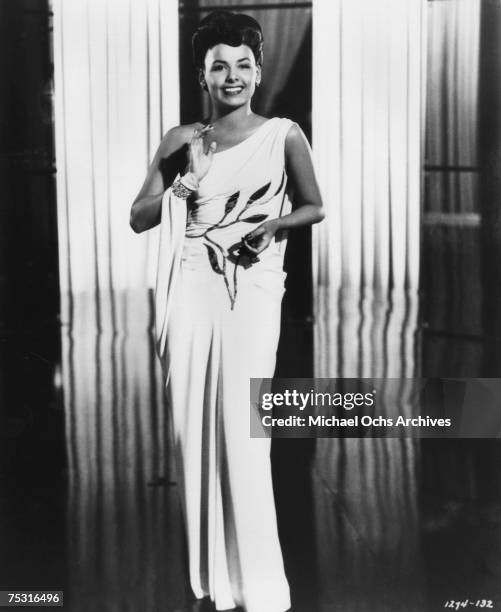 Lena Horne Poses for a promotional shot for the film "Stormy Weather" directed by Andrew L. Stone in 1943 in Los Angeles, California.