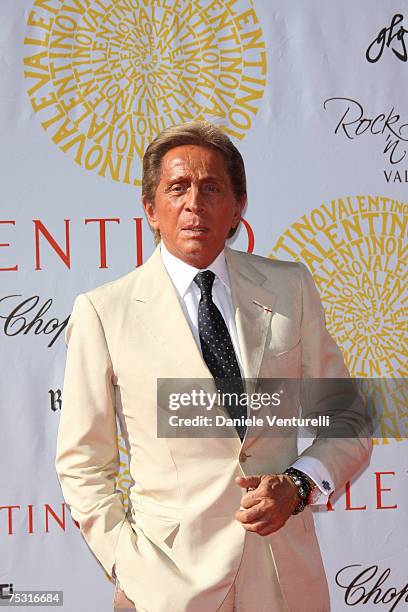 Valentino arrives at the Ara Pacis for Valentino's Exhibition opening on July 6, 2007 in Rome, Italy.