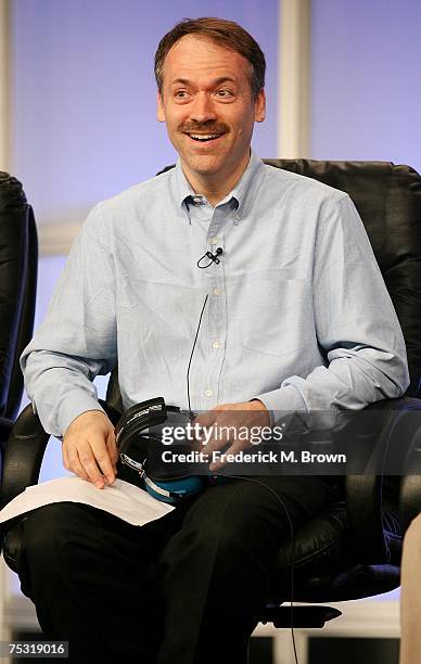Will Shortz, New York Times Cross Word Puzzle Editor and NPR personality speaks during the PBS portion of the Television Critics Association Press...