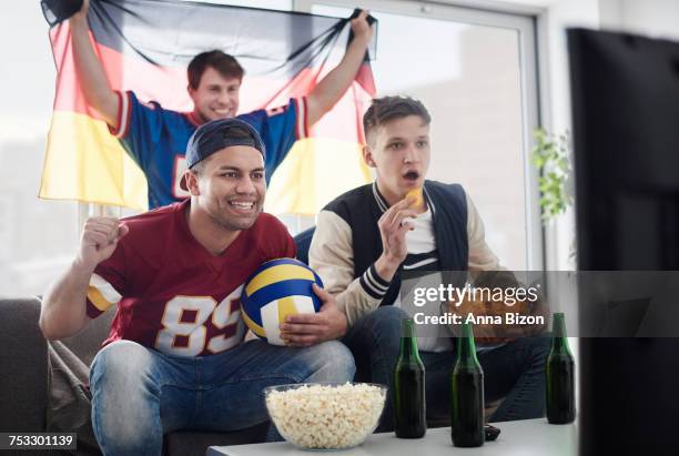 volleyball german fans in the main view. debica, poland - beer bottle mouth stock-fotos und bilder