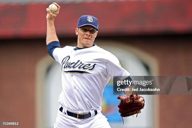National League All-Star starting pitcher Jake Peavy of the San Diego Padres delivers during the 78th Major League Baseball All-Star Game at AT&T...