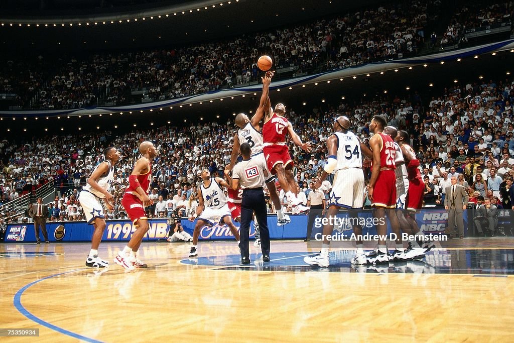 1995 Rockets Final View of a Jumpball between the Orlando Magic and the Houston Rockets ...