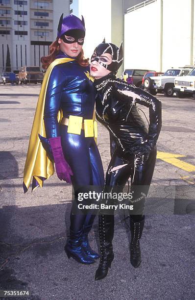 Batgirl and Catwoman fans at World Premiere of "Batman Returns" at Mann's Chinese Theatre in Hollywood, California on June 16, 1992