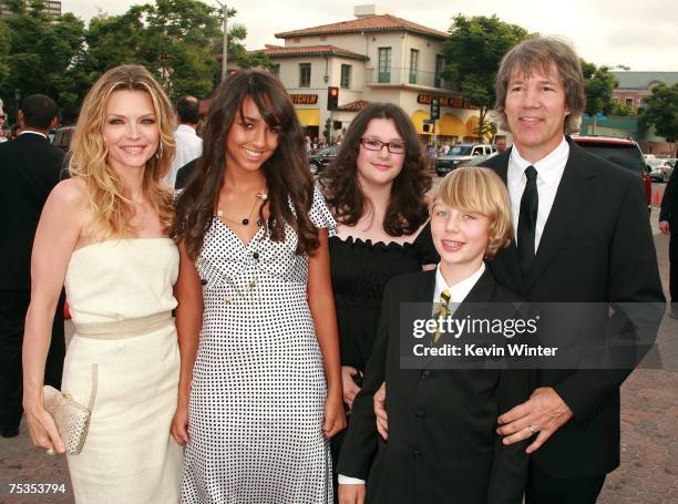 Actress Michelle Pfeiffer, daughter Claudia Rose, guest, son John Henry, and husband writer/producer David E. Kelley arrive to the Los Angeles...