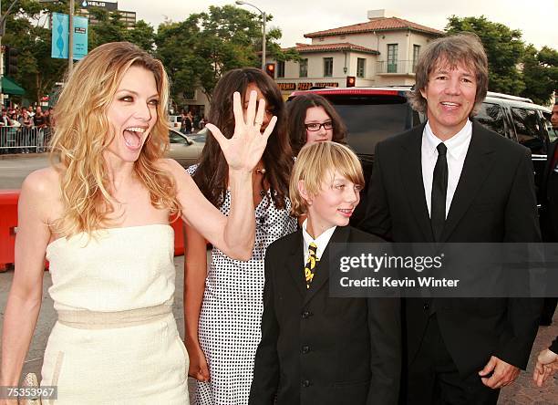 Actress Michelle Pfeiffer, daughter Claudia Rose, son John Henry, and husband writer/producer David E. Kelley arrive to the Los Angeles premiere of...