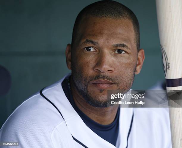 Detroit Tigers Gary Sheffield during an the Spring Training game against the Atlanta Braves at Joker Marchant Stadium in Lakeland, Florida on March...