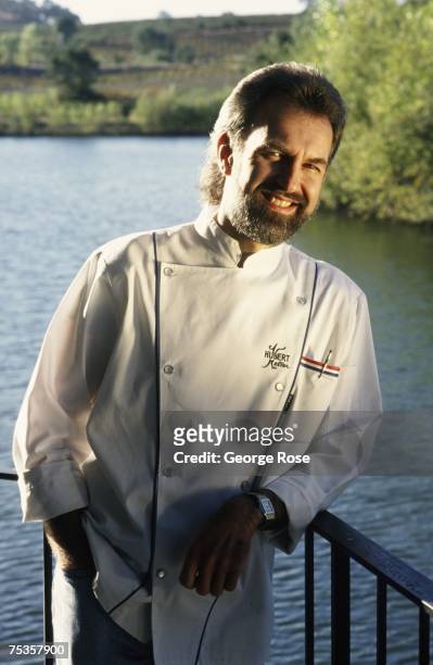 Chef, cookbook author and owner of San Francisco's Fleur De Lys restaurant, Hubert Keller, poses during a 1997 Hopland, California, photo portrait...