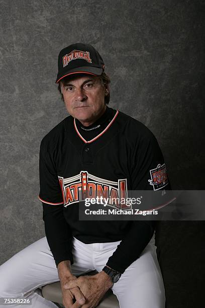 Tony La Russa, Manager of the St. Louis Cardinals poses for a portrait during the All-Star Workout Day at AT&T Park in San Francisco, California on...