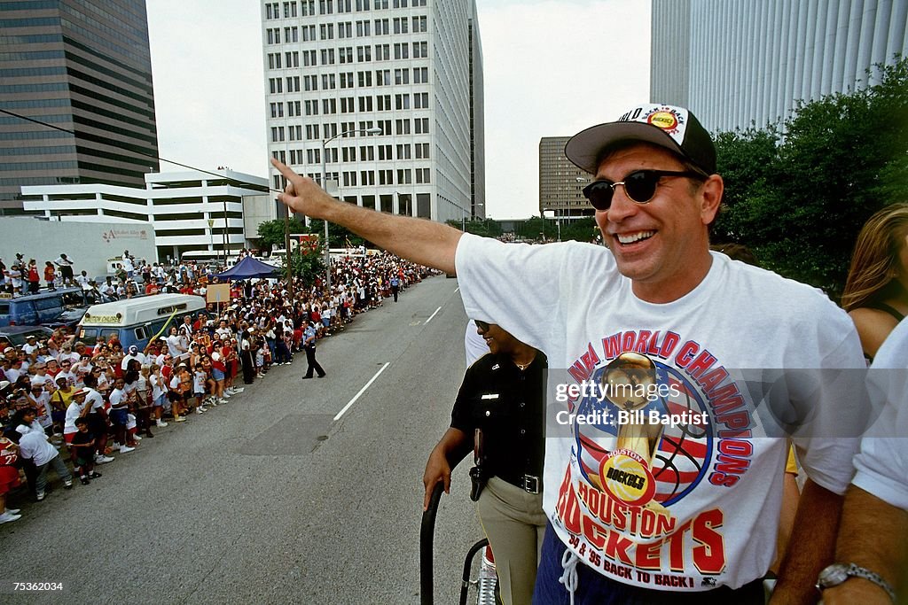 1995 Rockets Final Houston Rockets head coach Rudy Tomjanovich celebrates winning the ...