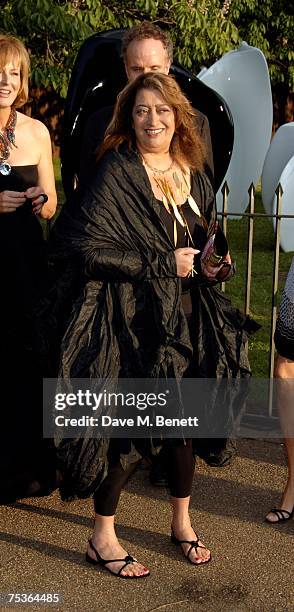 Zaha Hadid attends the Serpentine Summer Party, at The Serpentine Gallery on July 11, 2007 in London, England.