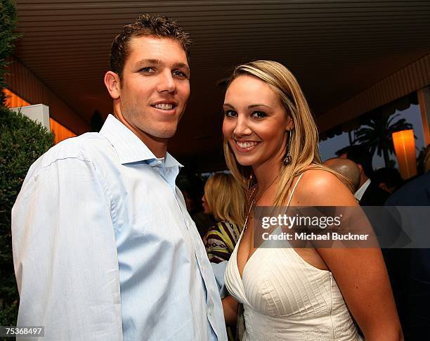 Los Angeles Laker Luke Walton and girlfriend Bre Ladd attend the opening of NINETEEN12 at the Beverly Hill Hotel on July 11, 2007 in Beverly Hills,...