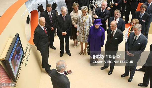 Belgium's Princess Mathilde and Prince Philippe visit with Britain's Queen Elizabeth II and the Duke of Edinburgh, Prince Philip , the...