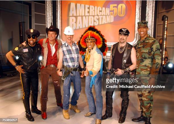 The Village People on stage at the taping of the ?American Bandstand?s 50th ? A Celebration!", to air on ABC TV on May 3, 2002.