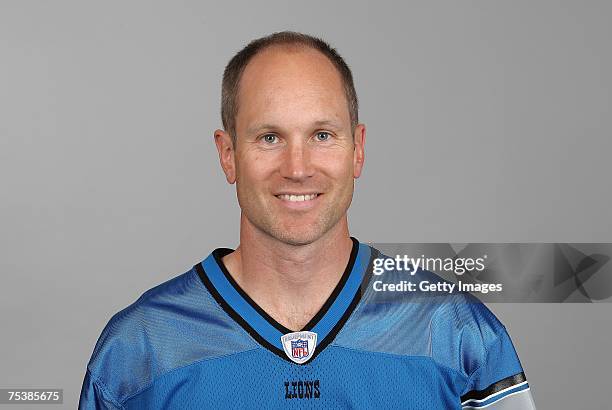 Jason Hanson of the Detroit Lions poses for his 2007 NFL headshot at photo day in Detroit, Michigan.