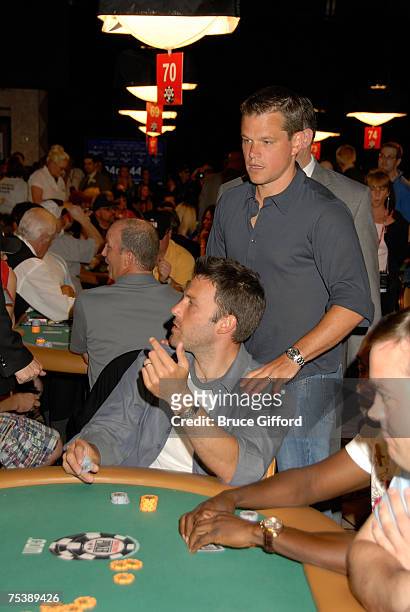 Actor Matt Damon and Actor Ben Affleck arrive at the "Ante Up for Africa" celebrity poker tournament during the World Series of Poker at the Rio...
