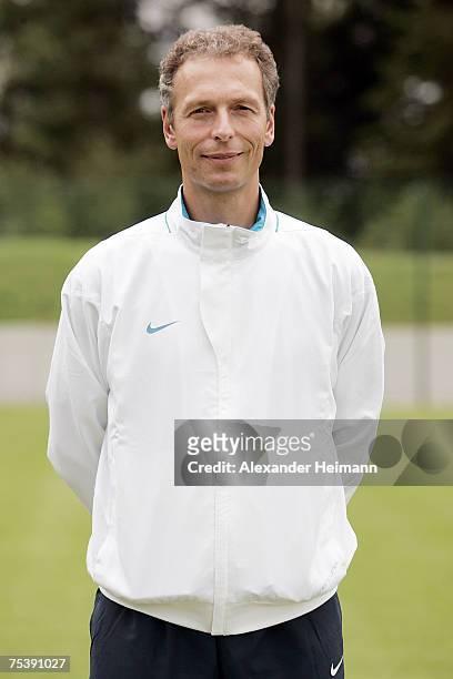 Fitness coach Rainer Schrey poses during 2nd Bundesliga team presentation of TSG Hoffenheim on July 11,2007 at the Dietmar-Hopp-Stadion in...