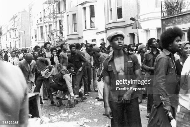 Scenes of unrest as a riot breaks out during the Notting Hill Carnival, 30th August 1976.