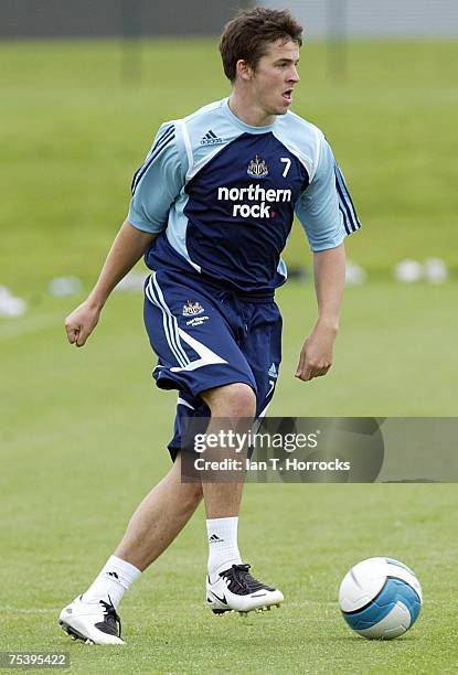 Joey Barton in action during a Newcastle United training session on July 13, 2007 in Newcastle, England.