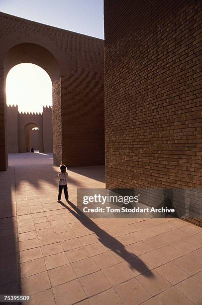 The ancient city of Babylon, reconstructed by Saddam Hussein in 1985, September 1989.