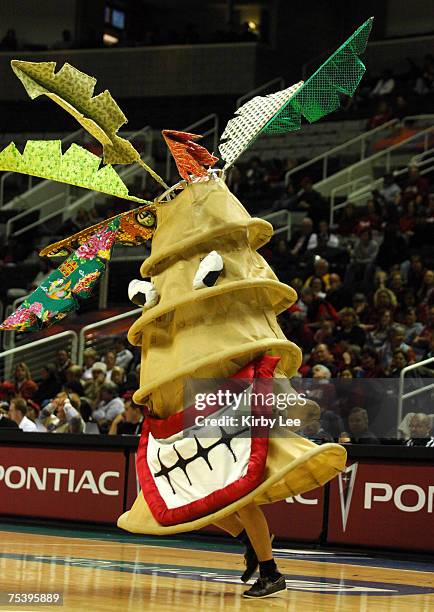 The Stanford Tree mascot at the State Farm Pacfic-10 Conference women's basketball championship against Arizona State at the HP Pavilion in San Jose,...