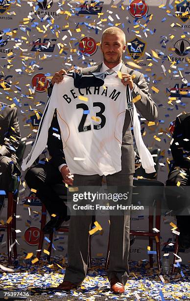 David Beckham is officially announced as a LA Galaxy Player at the Home depot Stradium on July 13,2007 in Carson, California.