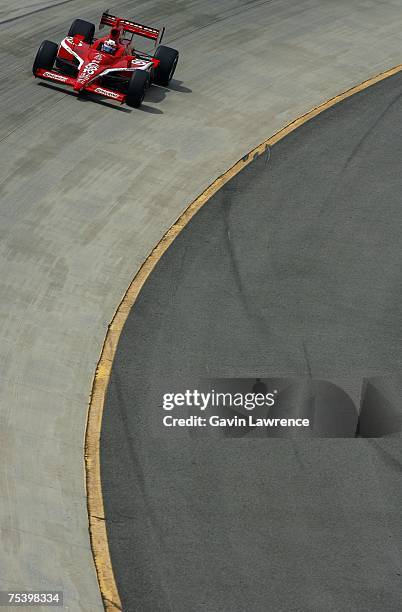 Dan Wheldon driver of the Target Chip Ganassi Racing Dallara Honda, during practice for the IRL Indycar Series Firestone Indy 200 on July 13, 2007 at...