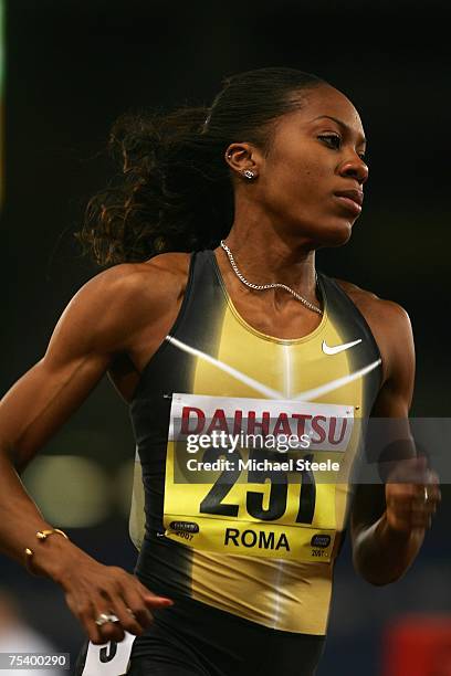 Sanya Richards of USA on her way to winning the women's 400m at the IAAF Golden Gala meeting at the Olympic Stadium on July 13,2007 in Rome,Italy.