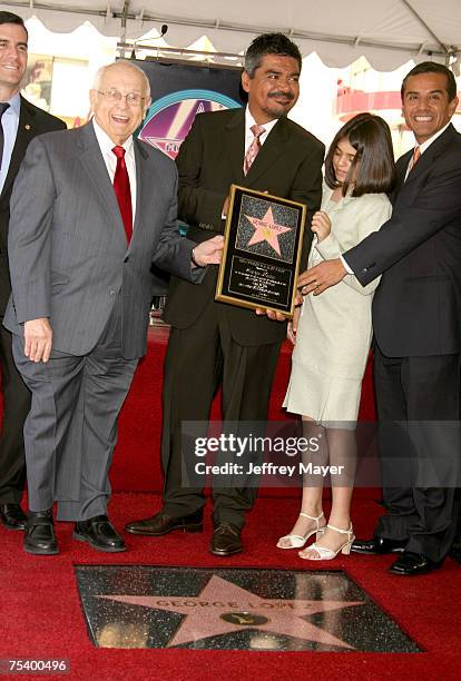 Eric Garcetti, Johnny Grant, George Lopez, daughter Mayan and Los Angeles Mayor Antonio Villaraigosa