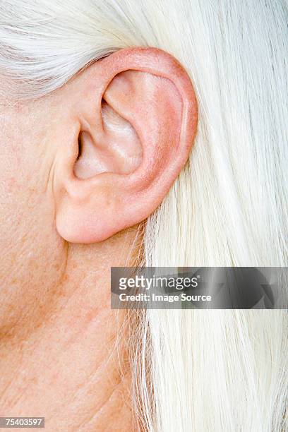 female ear - ear stock pictures, royalty-free photos & images