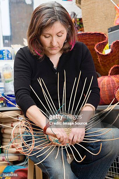 basket maker - making a basket stock pictures, royalty-free photos & images