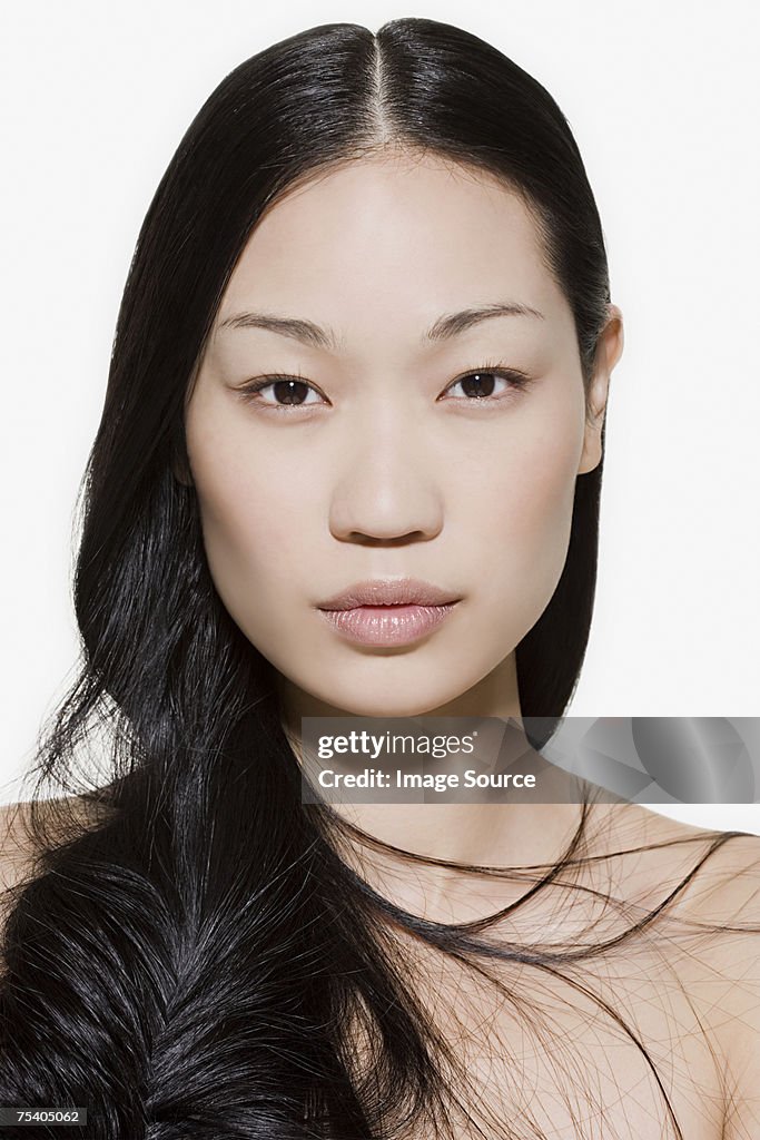 Young woman with long hair